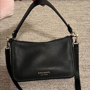 KATE SPADE HUDSON BLK LEATHER CONVERTIBLE SHOULDER BAG W/CROSSBODY STRAP